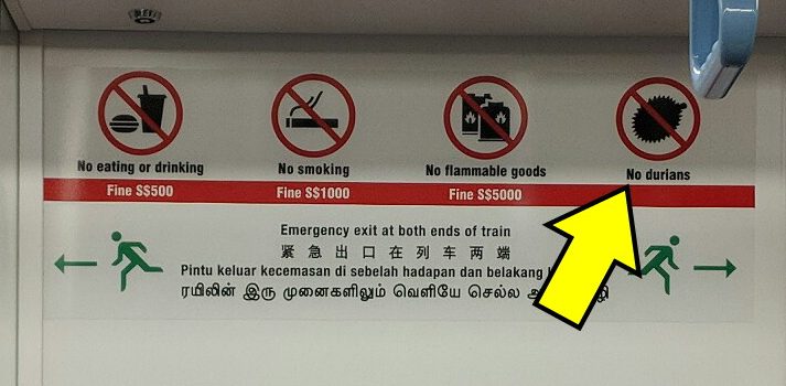 Liste des choses interdites dans le métro de Singapour