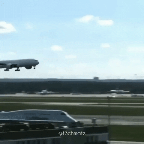 Animation of an airplane landing and turning into a robot just before hitting the ground