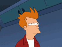 Animation de Fry suspicieux dans Futurama