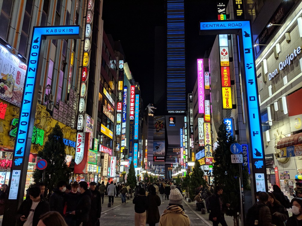 La rue centrale du quartier de Kabukicho, avec tout ses néons