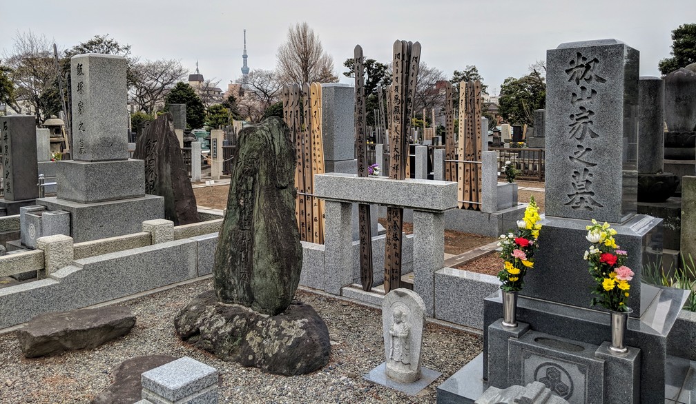 Tombes japonaises dans le cimetière entre Ueno et Yanaka