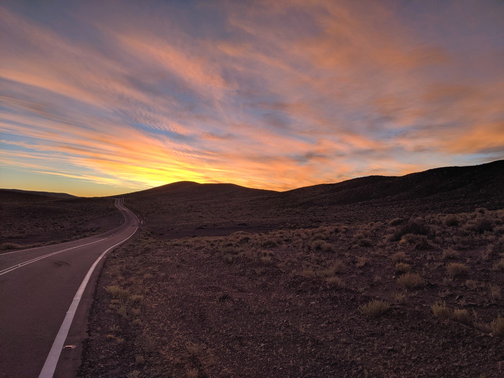 Coucher de soleil sur le retour de la vallée d'Arcoiris vers San Pedro de Atacama