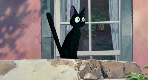 Gif animé d'un chat noir ayant des frissons