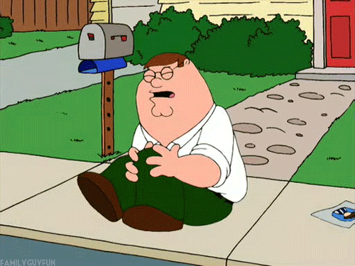 Gif animé de Peter de Family Guy qui se tient le genou de douleur