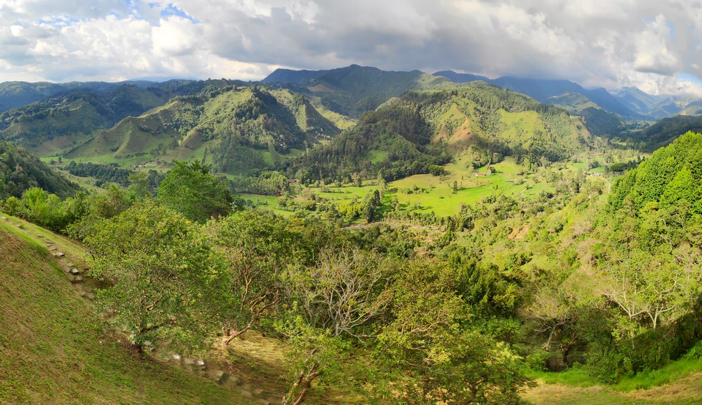 Vue sur des montagnes verdoyantes dans le centre de la Colombie