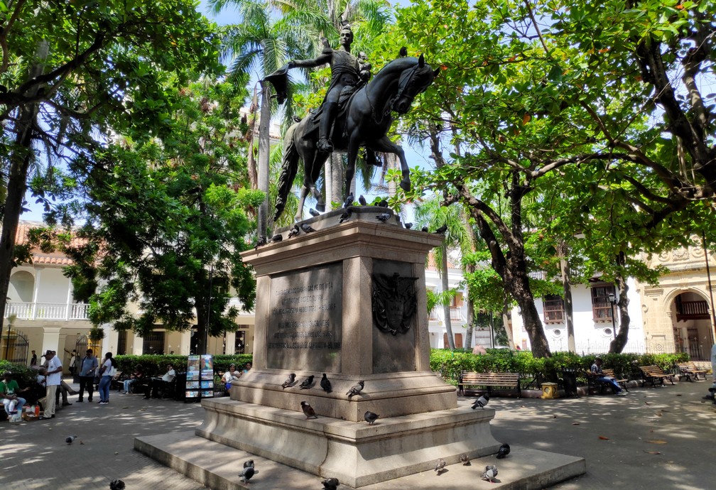 Statue de Simon Bolivar sur la Plaza Bolivar à Carthagène