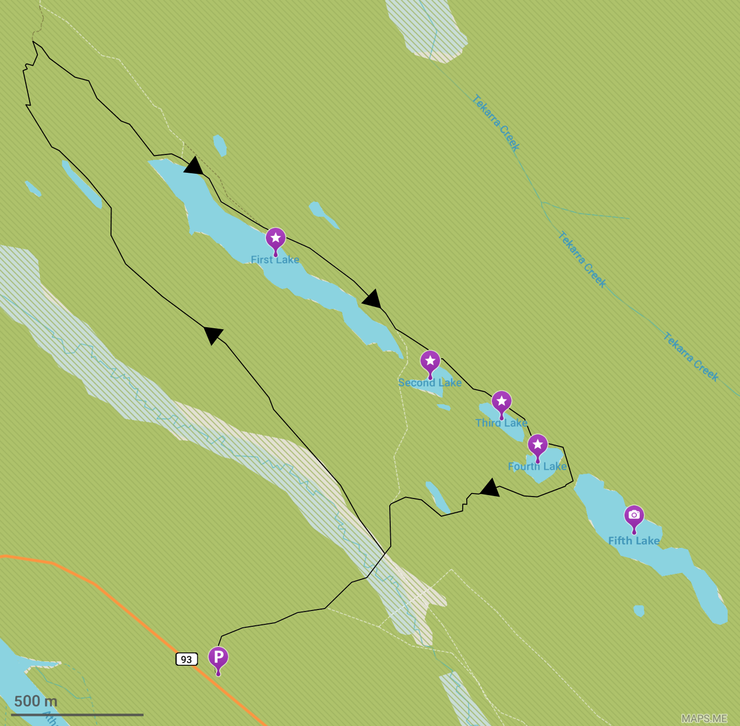 Plan du Five Lakes Trail